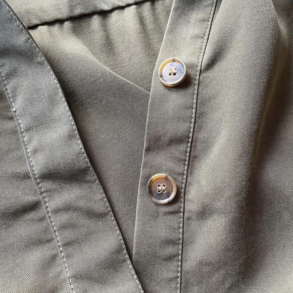 LOFT Olive Green Short Sleeve Button Front Collared Belted Shirtdress sz Small - Picture 5 of 9